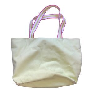 Lilly Pulitzer Green Pink Canvas Tote Bag with‎ Embroidered Palm Tree